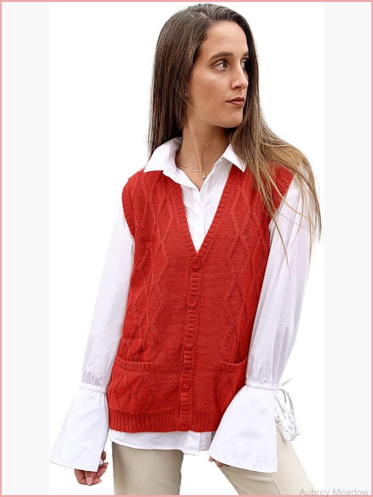 Authentic Peruvian Alpaca Wool V Neck Argyle Cardigan Vest